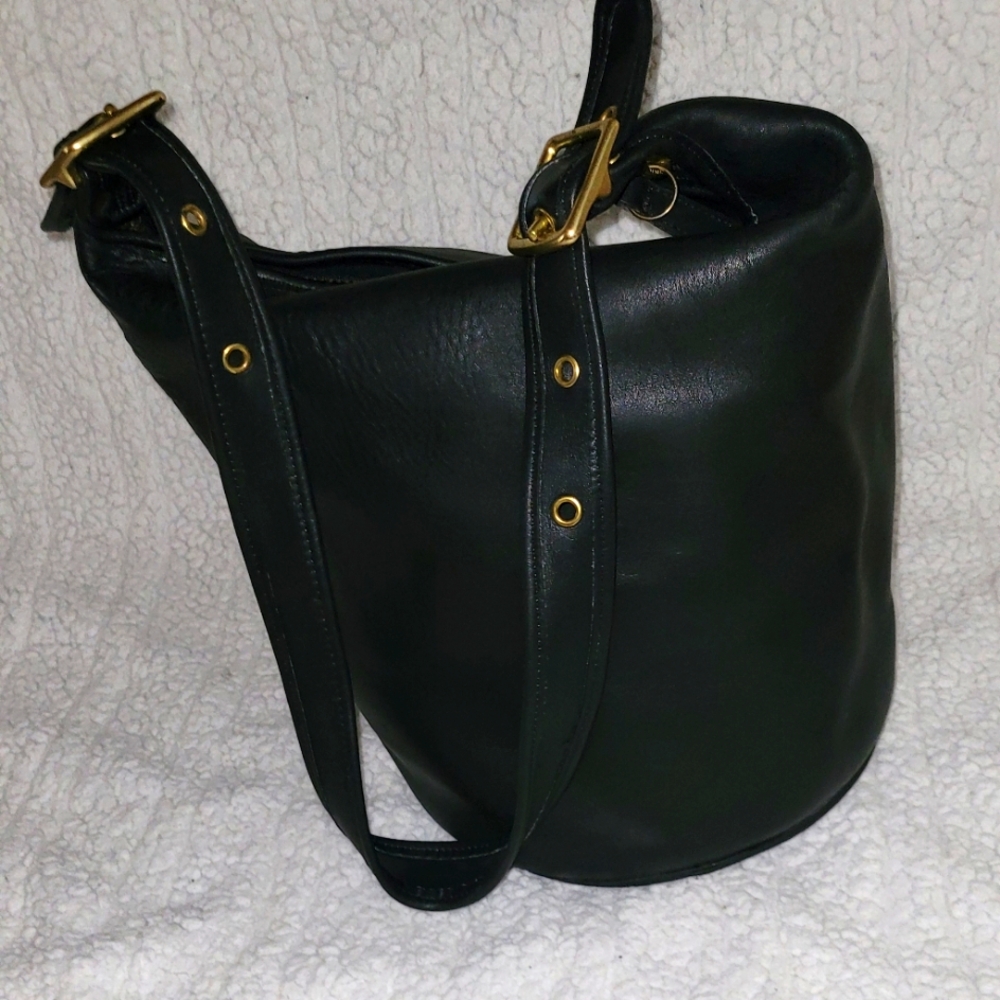 Coach 9085 Vintage XL Duffle Feed Bucket Shoulder Bag Black Glovetan Leather USA